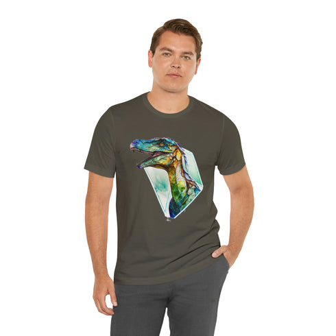 Stained Glass Velociraptor - Short Sleeve Tee